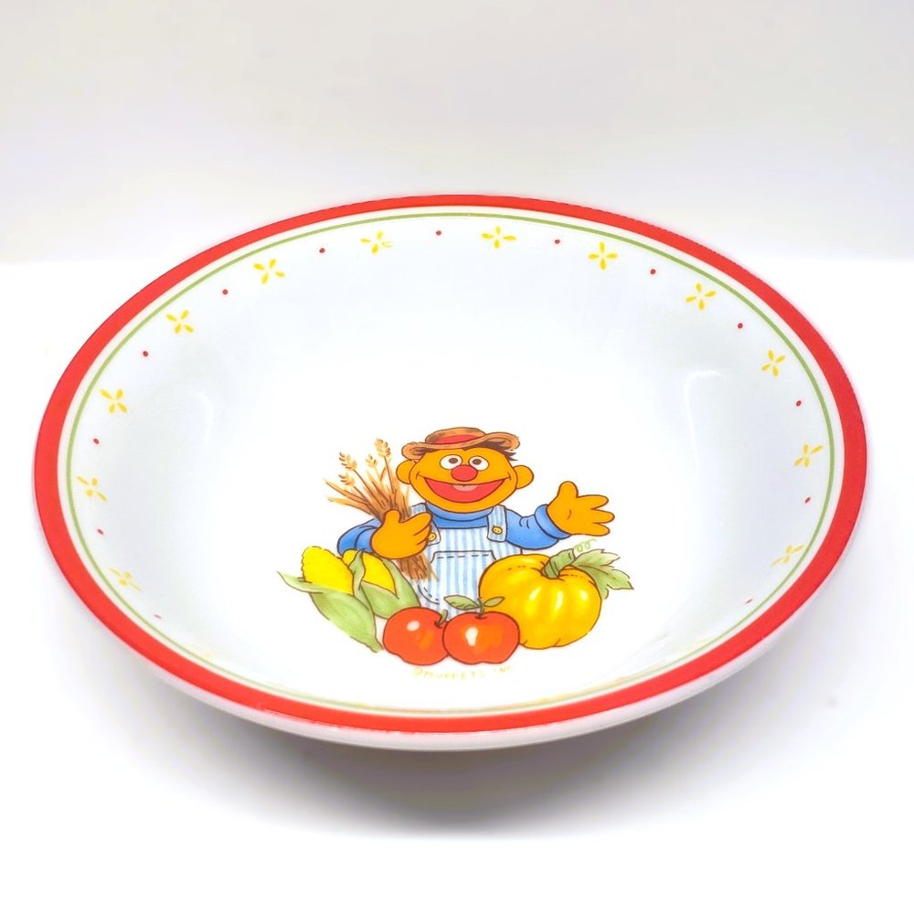 Vintage Farmer Ernie Cereal Bowl Going To Market Newcor Sesame Street Soup Japan